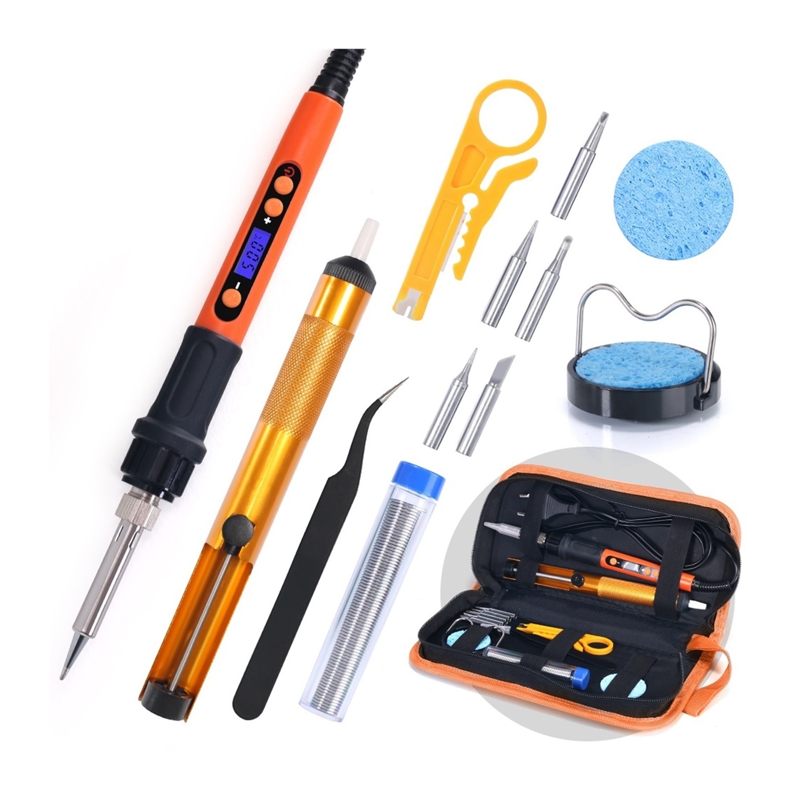 Digital Electric Soldering Iron Kit,Set Temperature Adjustable Welding Tool,Ceramic Heater Soldering Tips Rework ,Portable