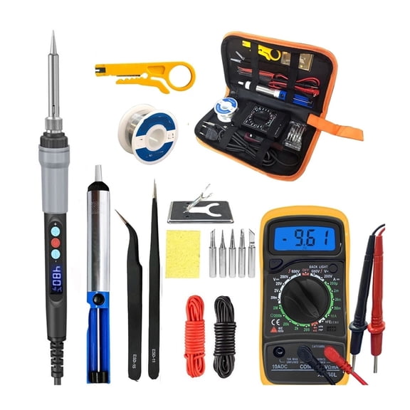 Digital Electric Soldering Iron,Temperature Adjustable LCD Display Solder,Welding Repair Tool Kit Tips ,Accurate Temperature Control