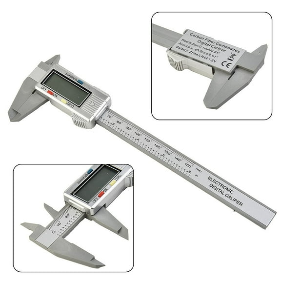 Digital Electronic Caliper 150mm/6 Inch Carbon Fiber Vernier Gauge with Large LCD Display, Metric/Inch Conversion for Internal and External Measurement, for ZERO Setting at Any Position