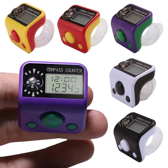 Portable Digital Finger Tally Counter with Compass, LCD Handheld Clicker for Sports