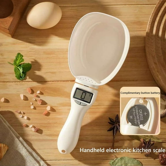 Digital Electronic Measuring Spoon, Precise Weight Scale for Kitchen Baking, Detachable Flour/Sugar Measuring Tool with LCD Display, Gram Scale Spoon for Home Cooking & Baking Needs, 9*3.5*2in, White
