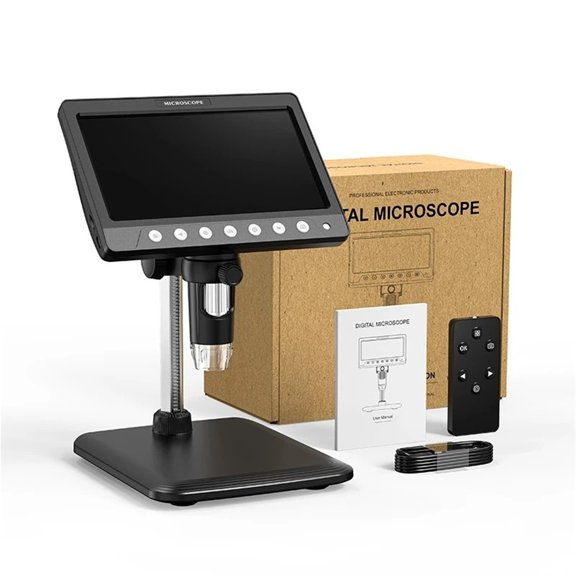 Digital Electronic Microscope Portable 5MP 7Inch Display Photo Video With 8LED Lights Microscope 1200X Zoom Battery For Lab ,High Clarity