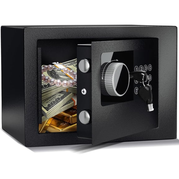 Digital Electronic Money Safe, Steel Security Lock Box with Keypad, Office Hotel Business Jewelry Gun Cash Safe (black)