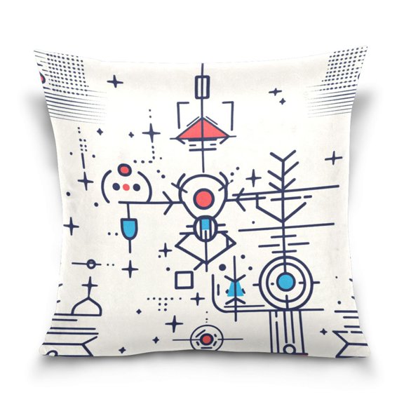 Digital Element Art Design 16x16 Inch Plush Velvet Pillowcase Double Sided Print, Hidden Zipper