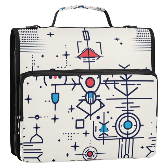 Digital Element Art Design Stripes Lines Zipper Binder Bag 3 Ring Binder Bag,Large Capacity Durable Binder Organizer Bag