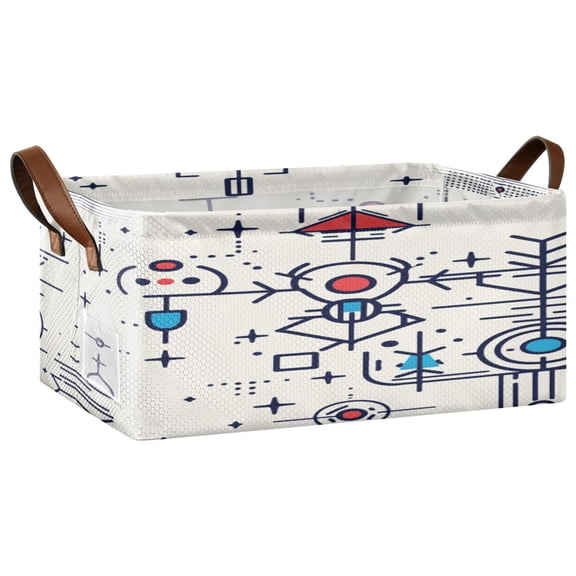 Digital Element Art Design Open Home Storage Bins Foldable Metal Frame Shelf Baskets 16.9x11.4x7.7in Water-Resistant