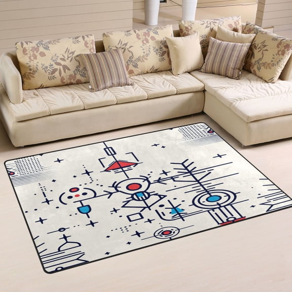 Digital Element Art Design Soft Polyester Area Rug 31''x20'', Non Slip, Memory Foam, Water Absorbent
