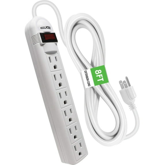 Digital Energy DE6OSP 6-Outlet Surge Protector Power Strip with 8-Foot Cord (White)