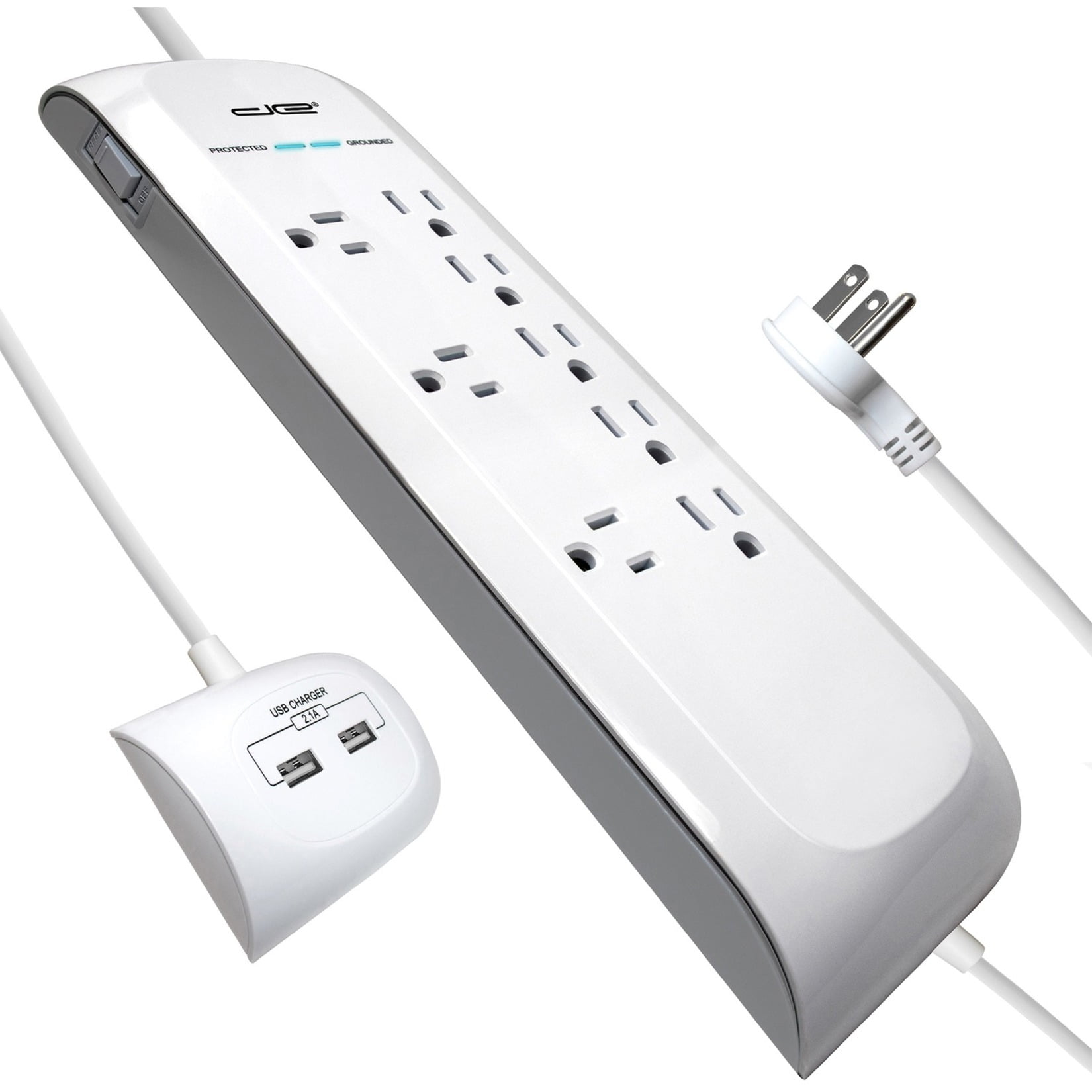 Digital Energy 8-AC Outlet and 2-USB Port 4,200-Joules Surge Protector Power Strip, 25-Ft. Cord with Flat Plug, DEE1-1109