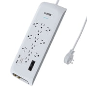 Digital Energy World 12-Outlet Surge Protector Power Strip with 2 USB Ports [White, 6-Foot Cord] dee1-1122