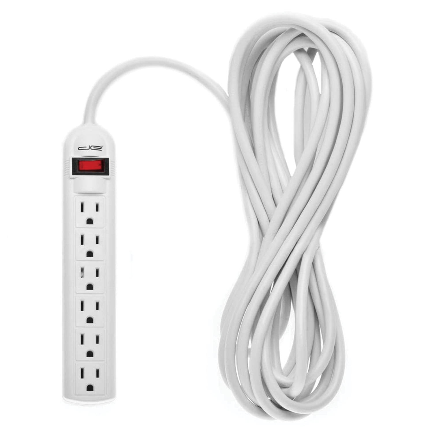 Digital Energy DSS5-1040 6-Outlet Surge Protector Power Strip (White,  15-Foot Cord)