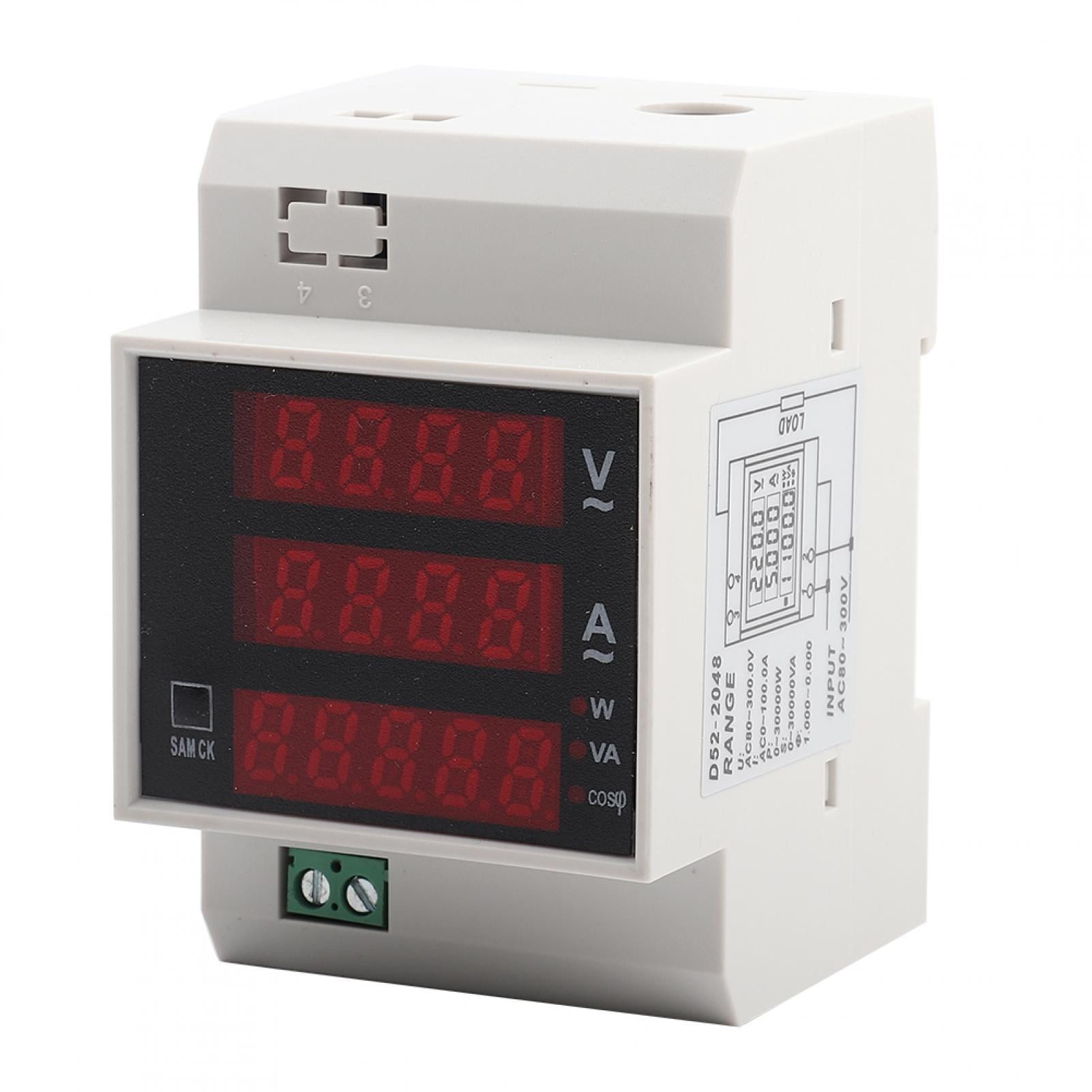 Digital Energy Meter Din Rail LED Active Power Factor MultiFunctional ...