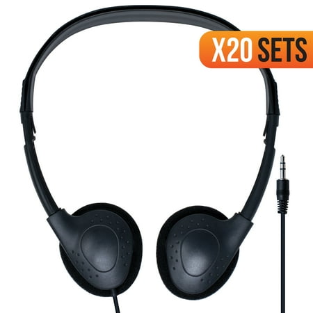 20 Pack, Digital Energy OH54 On-Ear Headphones, Black DEFT-1738