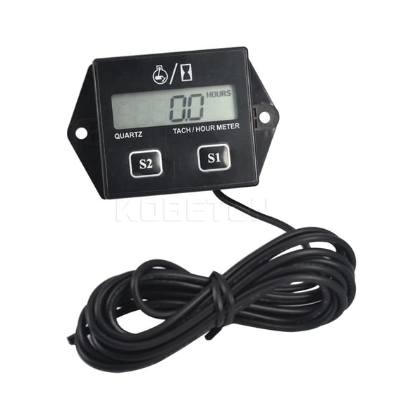 Digital Engine Tachometer Hour Meter, LCD RPM Gauge With Inductive Sensor, Waterproof Engine Timer With Service Reminder For Motorcycle, ATV, Boat, Snowmobile And Small Gas Engines,BLACK