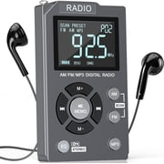 Digital AM FM Radio Portable Pocket Radio with Best Reception,600 mAh Rechargeable Walkman Radio with Stereo Earphone,Personal Radio Support TF Card,Large LCD Screen and Lock Screen