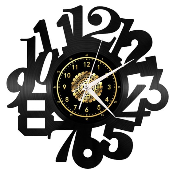 Digital Figure Vintage Black Vinyl Record Wall Clock Wall Art 3D Modern Design Office Bar Room Home Decor Gift