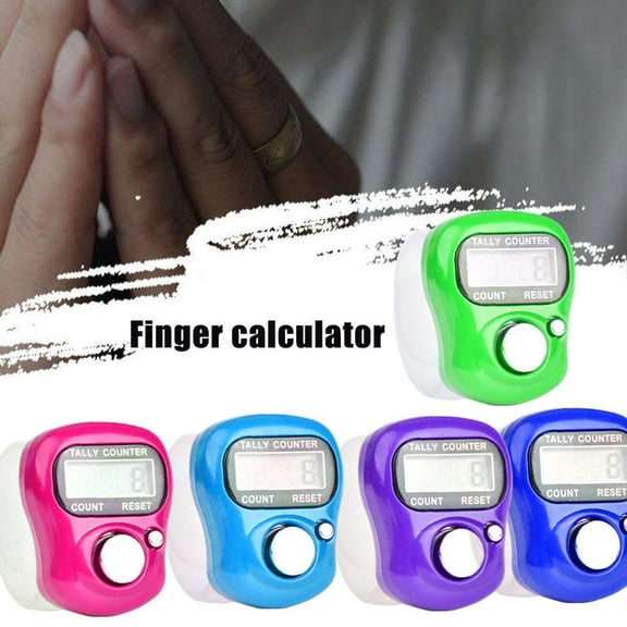 Digital Finger Counter with LCD Display, 5-Digit Resettable Hand Tally Clicker for Golf Knitting Lap Counting, Thumb Ring Wearable, 5PCS