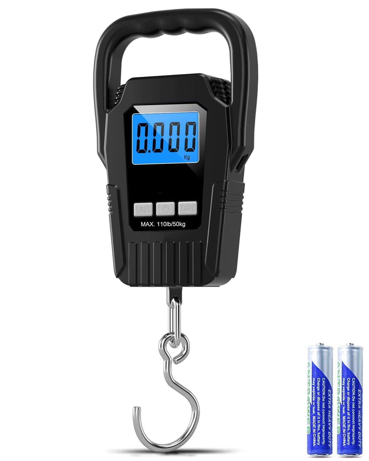 Digital Fish Scale Hanging Scale Fishing Scale, 110lb/50kg Luggage Scale,Fish Weighing Scale, Upgrade Large Handle & Backlit LCD Display, Black,Fishing Gifts for Men,Black