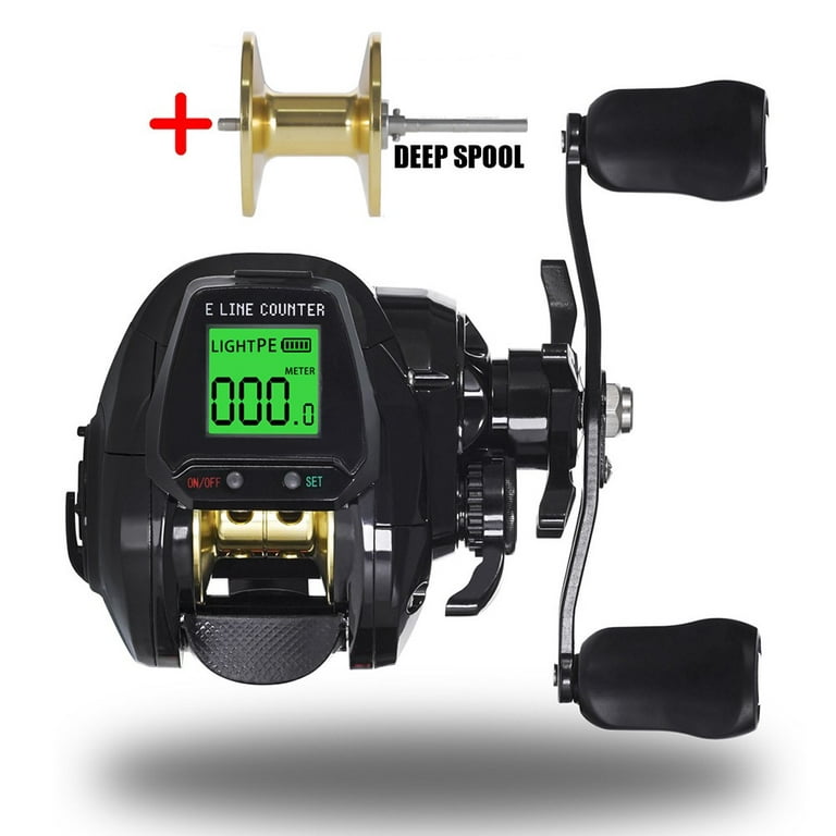 Digital Fishing Baitcasting Reel with Bite Alarm Depth Position with Spare  Spool 