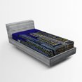 thumbnail image 1 of Ambesonne Cartoon Fitted Sheet, Cityscape Square Blue, Twin XL Size, Dark Blue and Yellow, 1 of 2