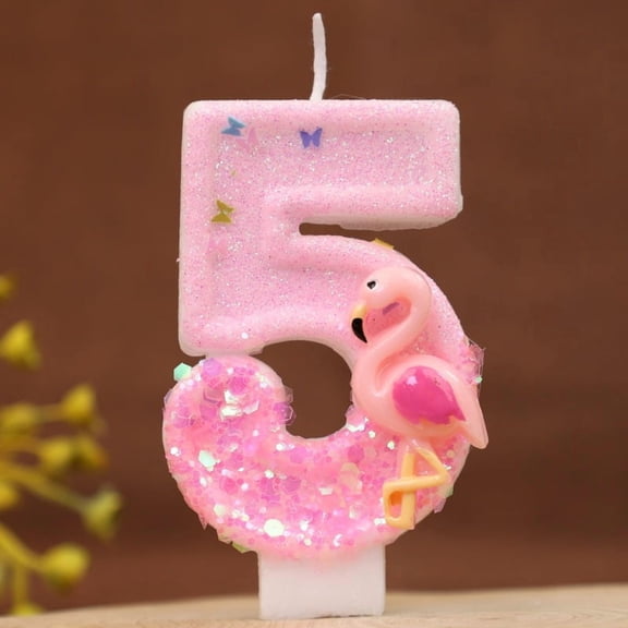 Digital Flamingo Birthday Candles - Handmade Tropical Party Decoration for All Ages