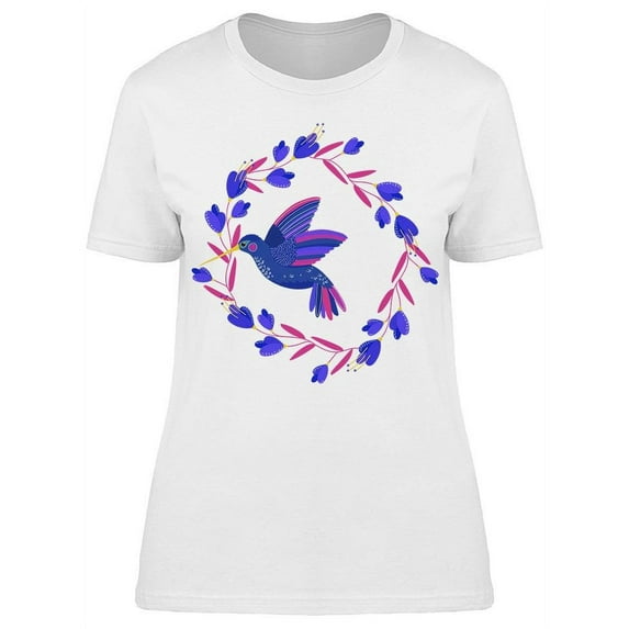 Digital Floral Hummingbird T-Shirt Women -Image by Shutterstock, Female Medium
