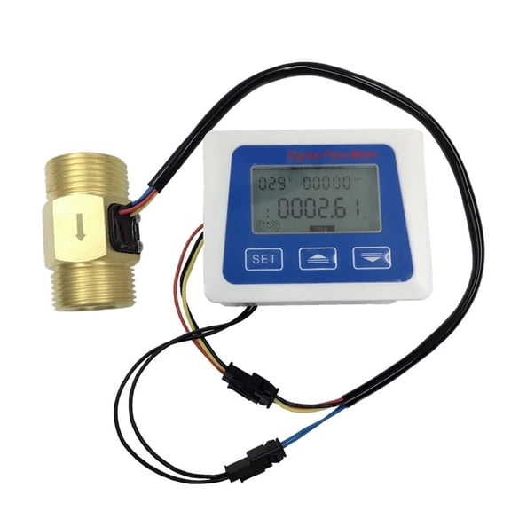 Digital Flow Meter 1" Flow Sensor 4-45L/min + NTC Temperature Measurement Rate Total Liters ,Easy to Install