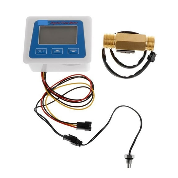 Digital Flow Meter Water Flowmeter, Temperature Time Record With G1/2 Flow Sensor