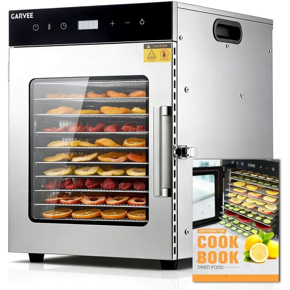 Digital Food Dehydrator 10 Stainless Trays 800W 110V Adjustable to 194掳F 24H Timer Overheat Protection Auto Shut Off
