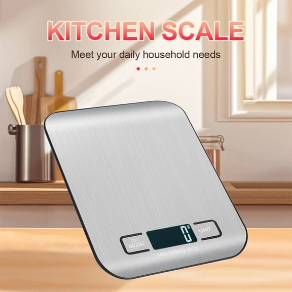 Digital Food Kitchen Scale 10kg Stainless Steel 10Kilos/1g Lcd Display Pocket Jewelry Scale for Baking & Cooking Battery Version (NOT INCLUDE BATTERY)