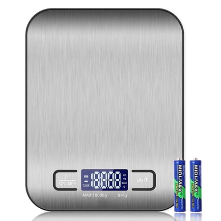 Digital Food Kitchen Scale, 22lb Weight Scale in Grams & Ounces, Perfect for Baking, Weight Loss, Cooking - Stainless Steel Silver