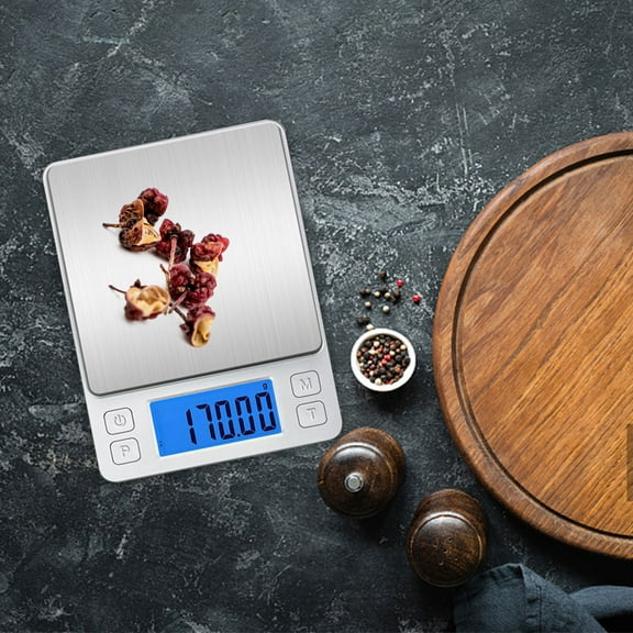 Digital Food Kitchen Scale | Precise Electronic Weighing for Cooking, Baking, Meal Prep, Diet | Ounces, Grams, Milliliters Units | Slim ABS & Stainless Steel Silver | LCD Display | 6.6lb Capacity