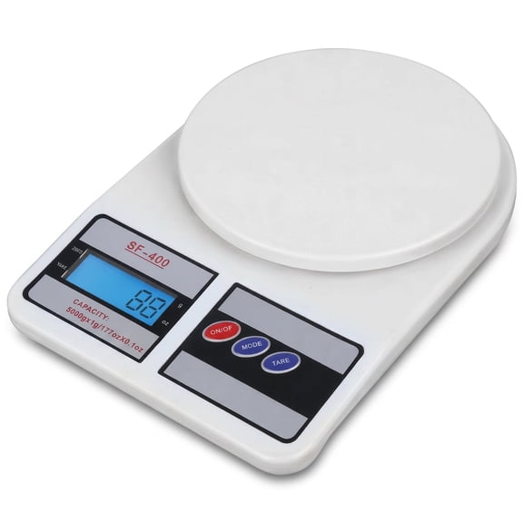 Digital Food Scale 10KG/1g Small Kitchen Weighing Scale with LCD Display, Portable Gram & Ounce Weight Measuring Device for Baking, Cooking, Travel, Accurate Smart Food Measuring Tool White