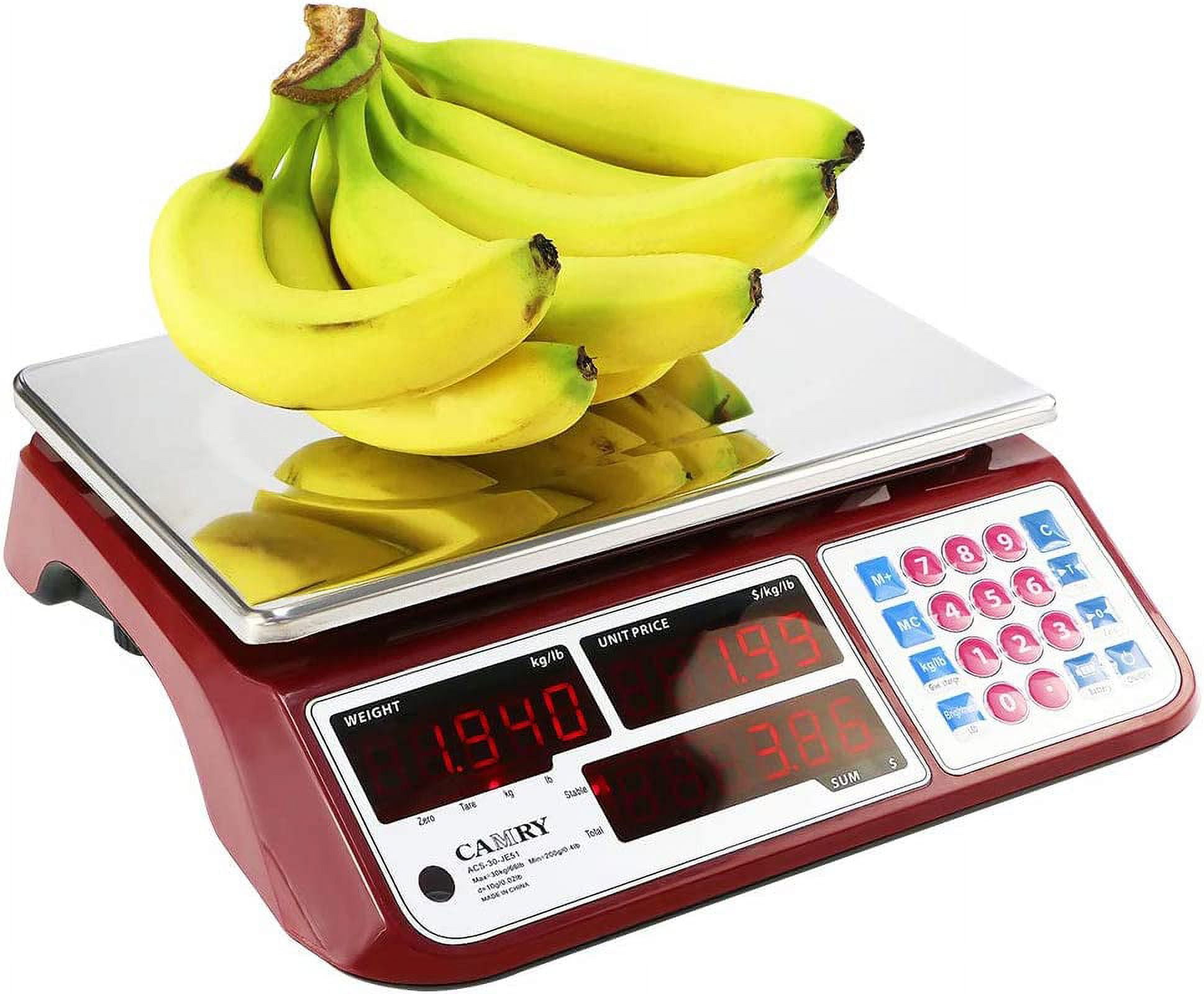 VEVOR Electronic Price Computing Scale, 66 lb Digital Deli Weight Scales, LCD and LED Digital Commercial Food Scale