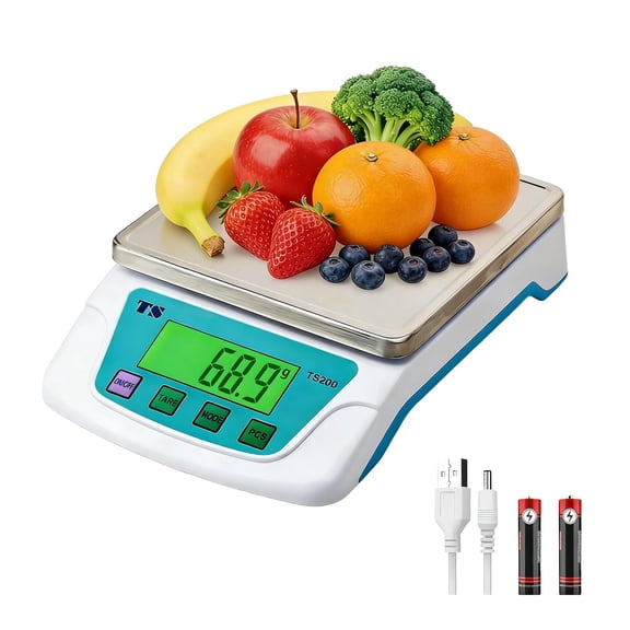Digital Food Scale,Recharable Food Scale 22lb/0.2 Scales Digital Weight Grams 304 Stainless Steel 6 Units Conversion Kitchen Scales for Food with Backlit LCD Tare & PCS Function for Baking