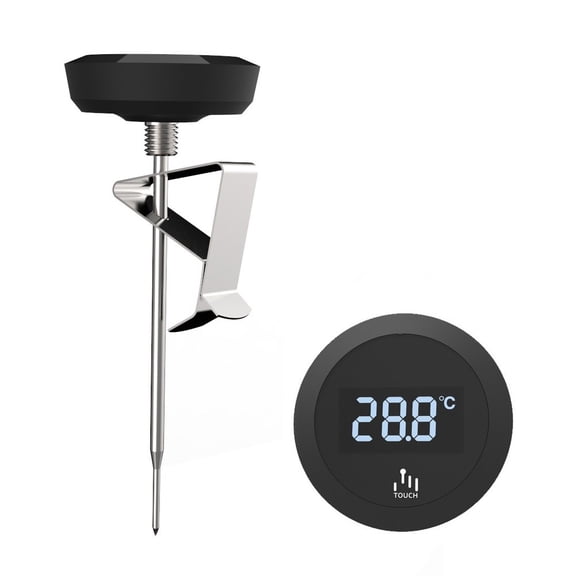 Digital Food Thermometer With LCD Display, 304 Stainless Steel Probe, -20°C To 120°C Range, IP65 Waterproof For Coffee Milk Tea BBQ, Fast for RESPONSE Kitchen Tool, Black(Black)