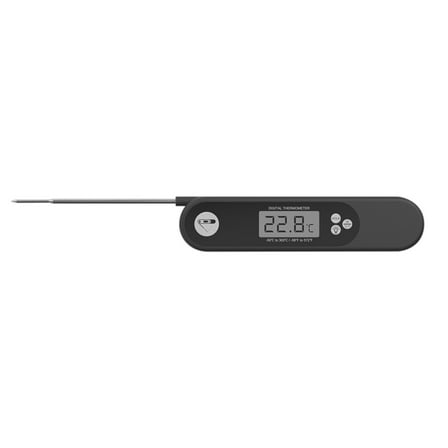 Digital Food Thermometer | Large Backlit Folding Probe | Instant Read | Waterproof BBQ Meat Grill Steak Cooking Temp Gauge | 304 Stainless Steel | Magnetic Back | -50~300°C | CR2032 Battery Included