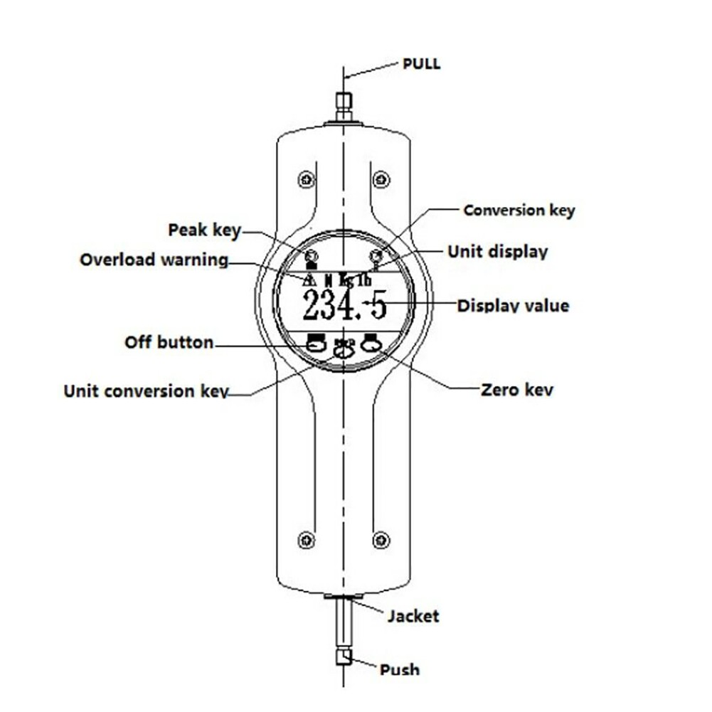 Digital Force Gauge Dynamometer Push Pull Force Gauge Meter Kit 500N