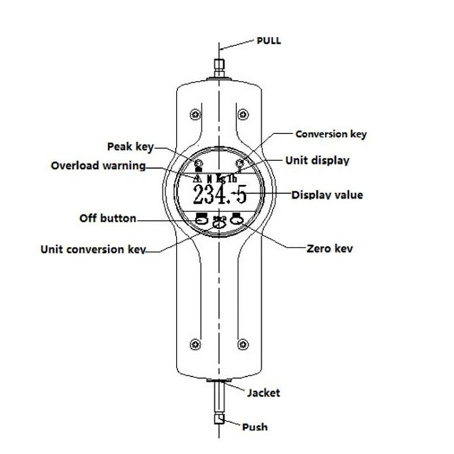 Digital Force Gauge Dynamometer Push Pull Force Gauge Meter Kit 500N