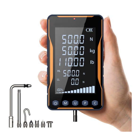 Digital Force Gauge HD Large Screen Portable Push Pull Force Gauge 500N/50kg/110lbf Dynamometer ,Accurate Measurement