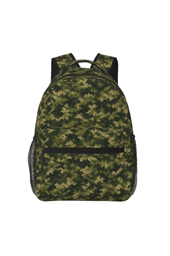 Digital Forest Stealth Pattern Backpack Casual College Bag Zipper Laptop Daypack Hiking Rucksack Travel