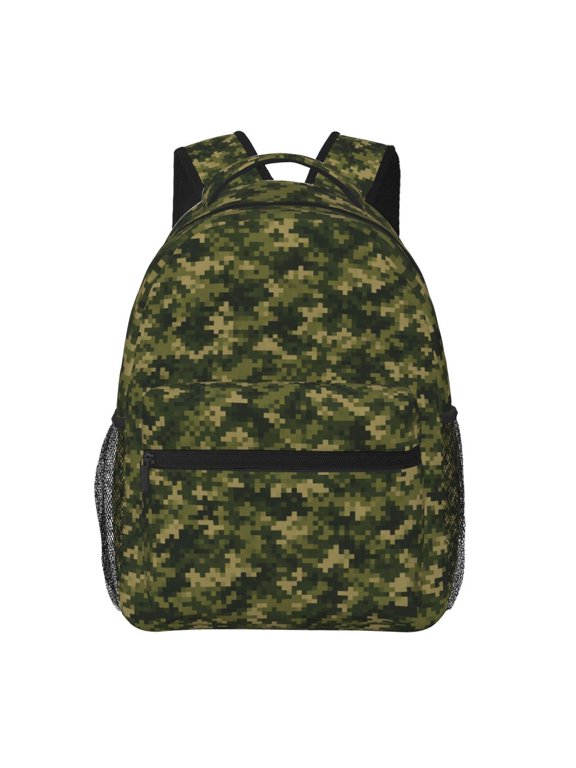 Digital Forest Stealth Pattern Backpack Casual College Bag Zipper Laptop Daypack Hiking Rucksack Travel