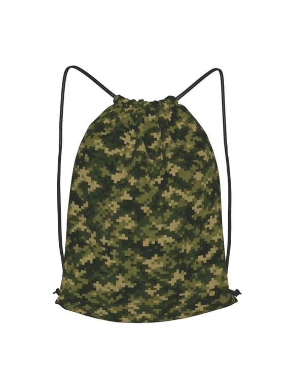 Digital Forest Stealth Pattern Drawstring Backpack Gym String Bag Sports Sackpack Cinch Sack, S