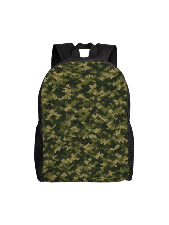 Digital Forest Stealth Pattern Laptop Backpack, Padded 15.6 Inch Computer Compartment, Casual Travel Work Daypack
