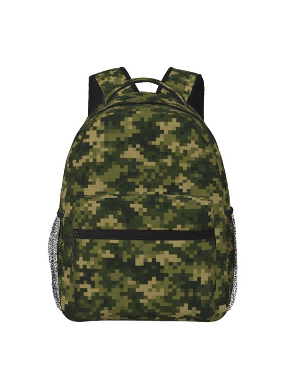Digital Forest Stealth Pattern Laptop Backpack Travel Rucksack for Teens Adults, Fits 15-inch Notebook