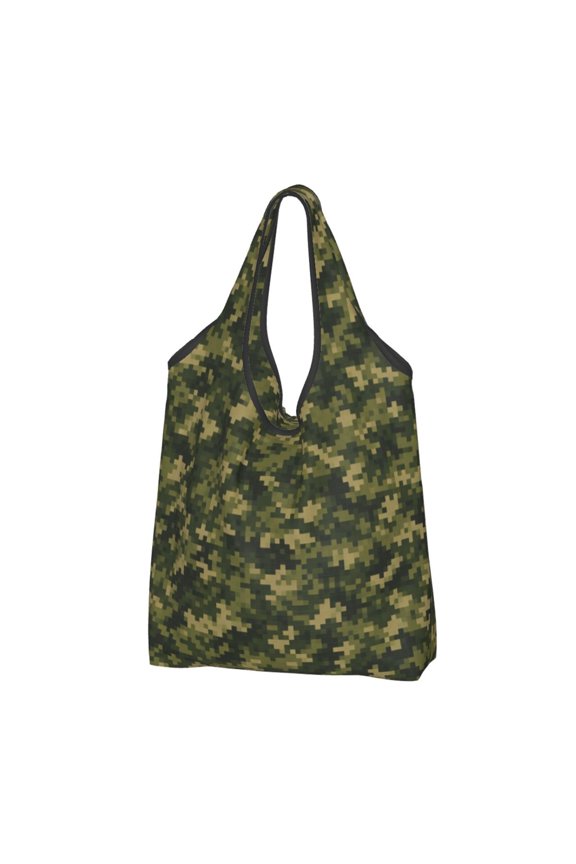 Digital Forest Stealth Pattern Reusable Grocery Bags Shopping Totes Foldable Washable Pouch Handbag Storage Bag