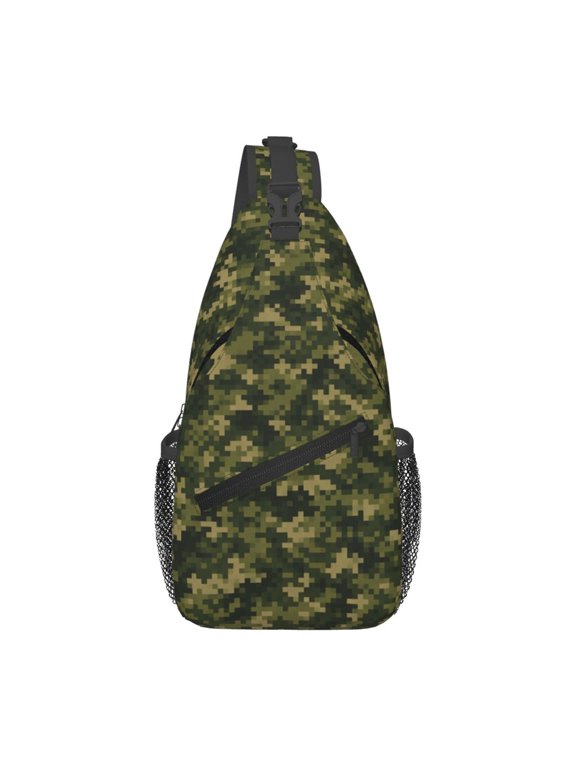Digital Forest Stealth Pattern Sling Backpack Shoulder Chest Crossbody Bag Causal Travel Hiking Daypack