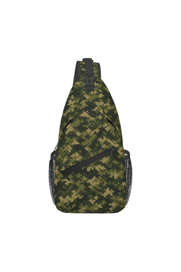 Digital Forest Stealth Pattern Sling Backpack Shoulder Chest Crossbody Bag Causal Travel Hiking Daypack