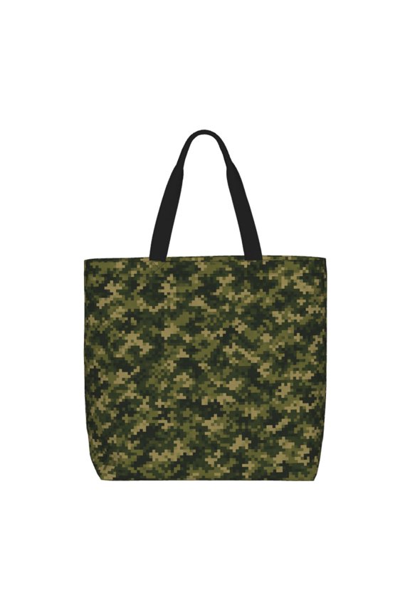 Digital Forest Stealth Pattern Tote Bag Reusable Shoulder Handbag Top Handle Purse for Shopping Work