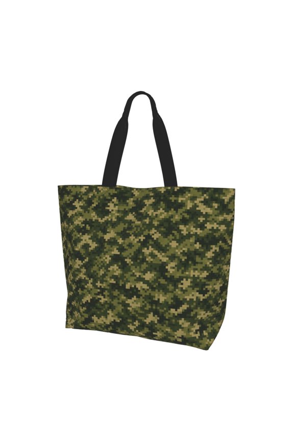 Digital Forest Stealth Pattern Women Reusable Bag Large Shoulder Handbag Top Handle Purse Tote